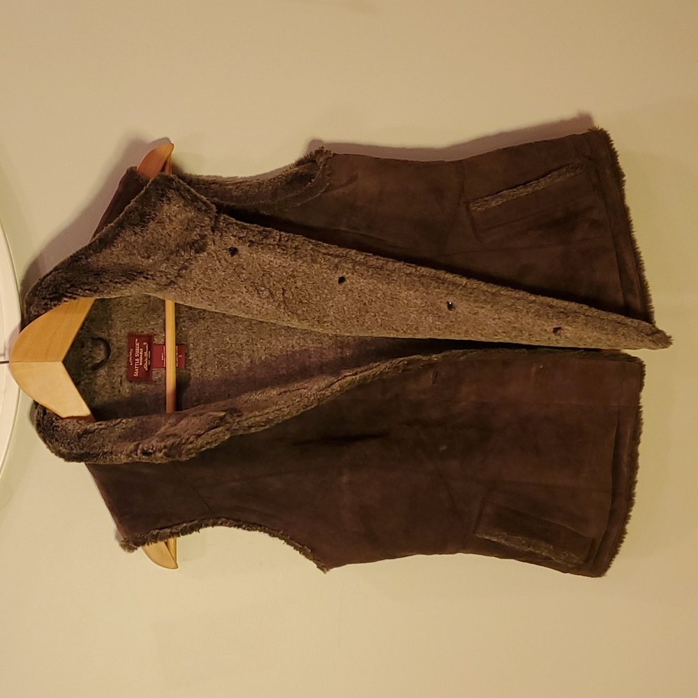 Genuine leather vest, brown, small